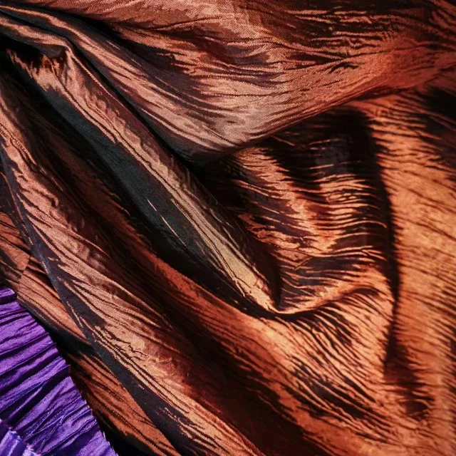 100% Polyester Chameleon Rainbow Crepe Fabric Filigree Slide Filament Creased Knitted Dress Material for Girls and Boys