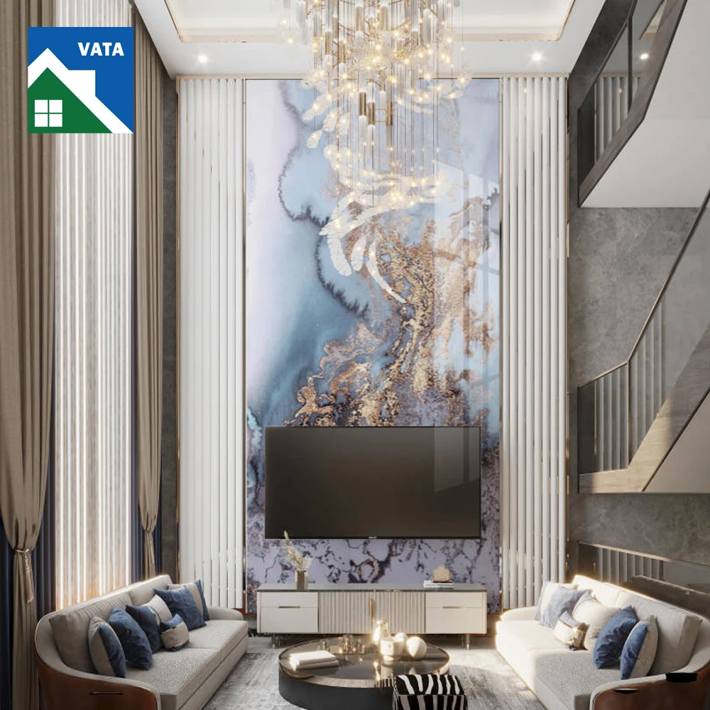 Indoor Decorative Sheet PVC Wall Panel 3D Printing UV Marble Plastic Sheet for Hotel