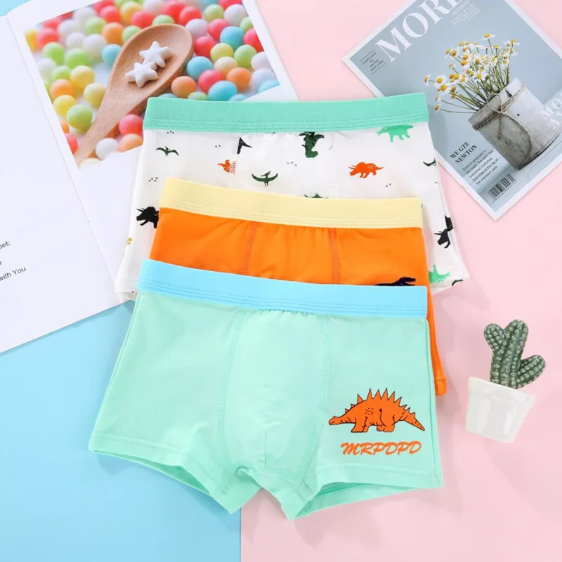 
Wholesale Dinosaur Print Boy Boxer 3pcs pack Children Boy Underwear 