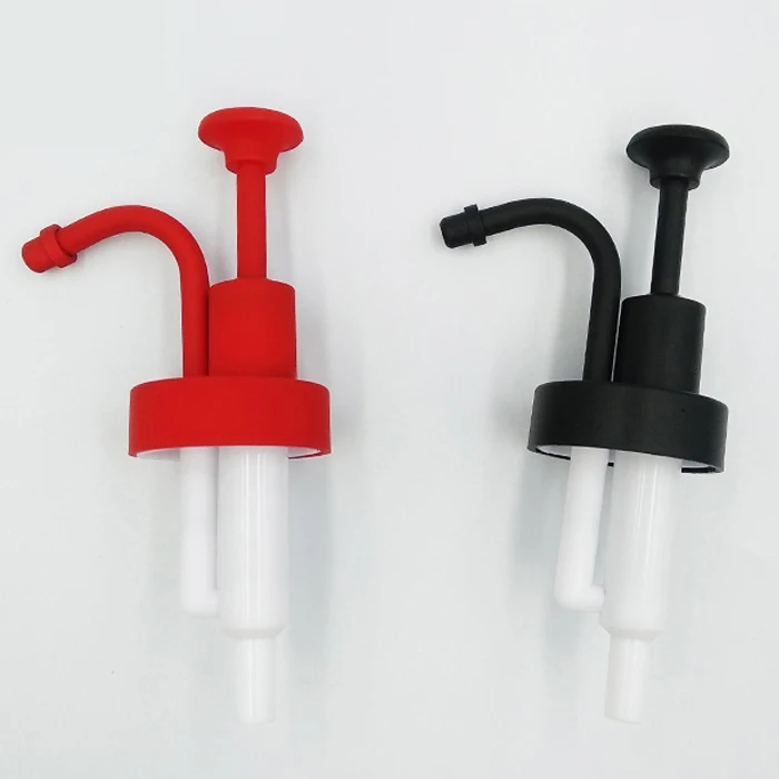 Luxury style bright red rubber paint stainless steel special long nozzle hand push lotion pump dispenser 33mm