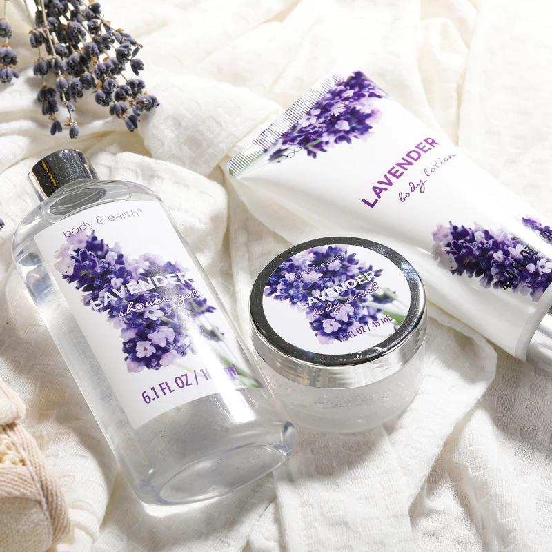 Bath Spa Gift Set, Gift Basket 7 Piece Lavender Scented Spa Basket Kits for Women