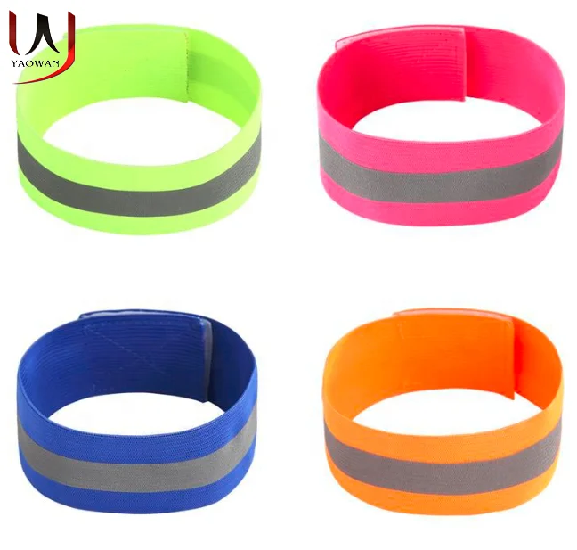 factory wholesale high visibility elastic safety reflective running cycle safely armband wrist band for runners walkers cyclists