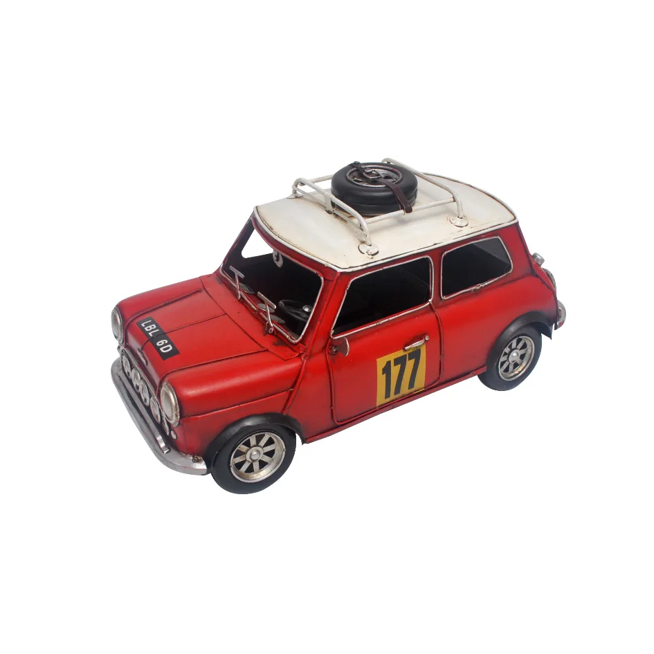 1960 RED CAR MODEL ANTIQUE METAL MODEL HOME DECORATION