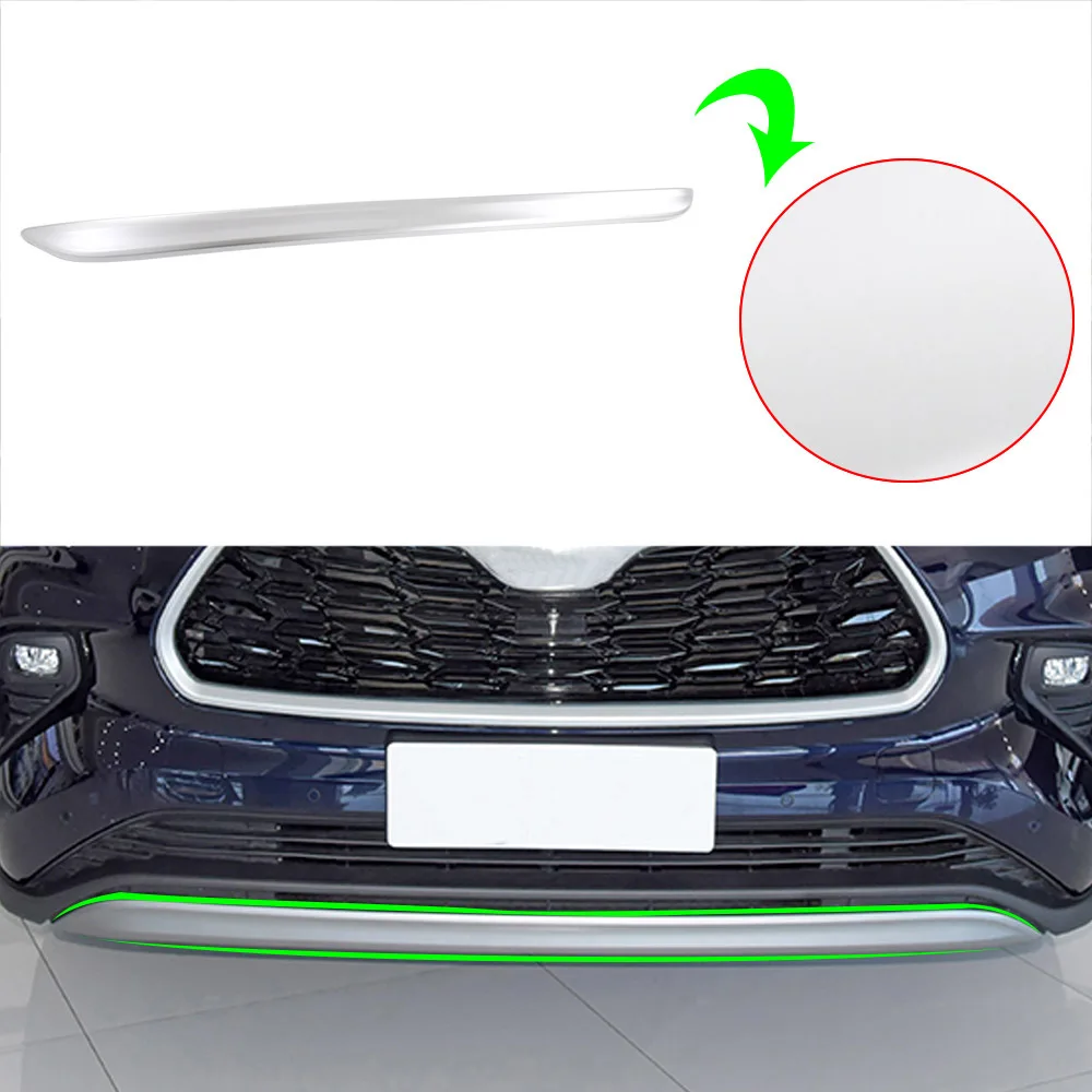Matte Silver Car Front Bumper Cover Skid Molding Straps Decorative Trim Bumper Protector Accessories For Toyota Highlander 2021