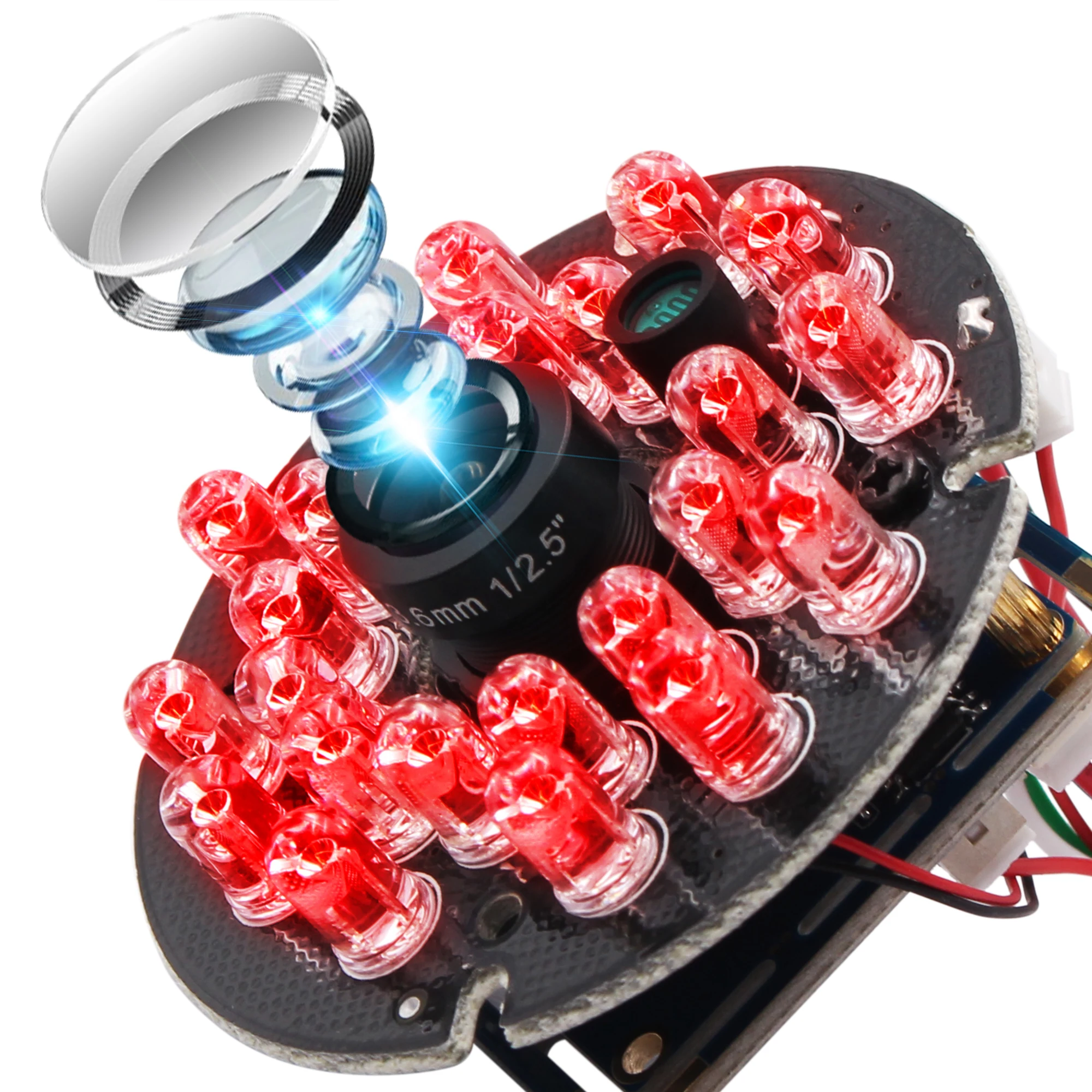 ELP HD 720P 1Megapixel  IR Infrared USB Camera Module with 24PCS IR LEDs for Day and Night Vision ELP-USB100W05MT-RL36