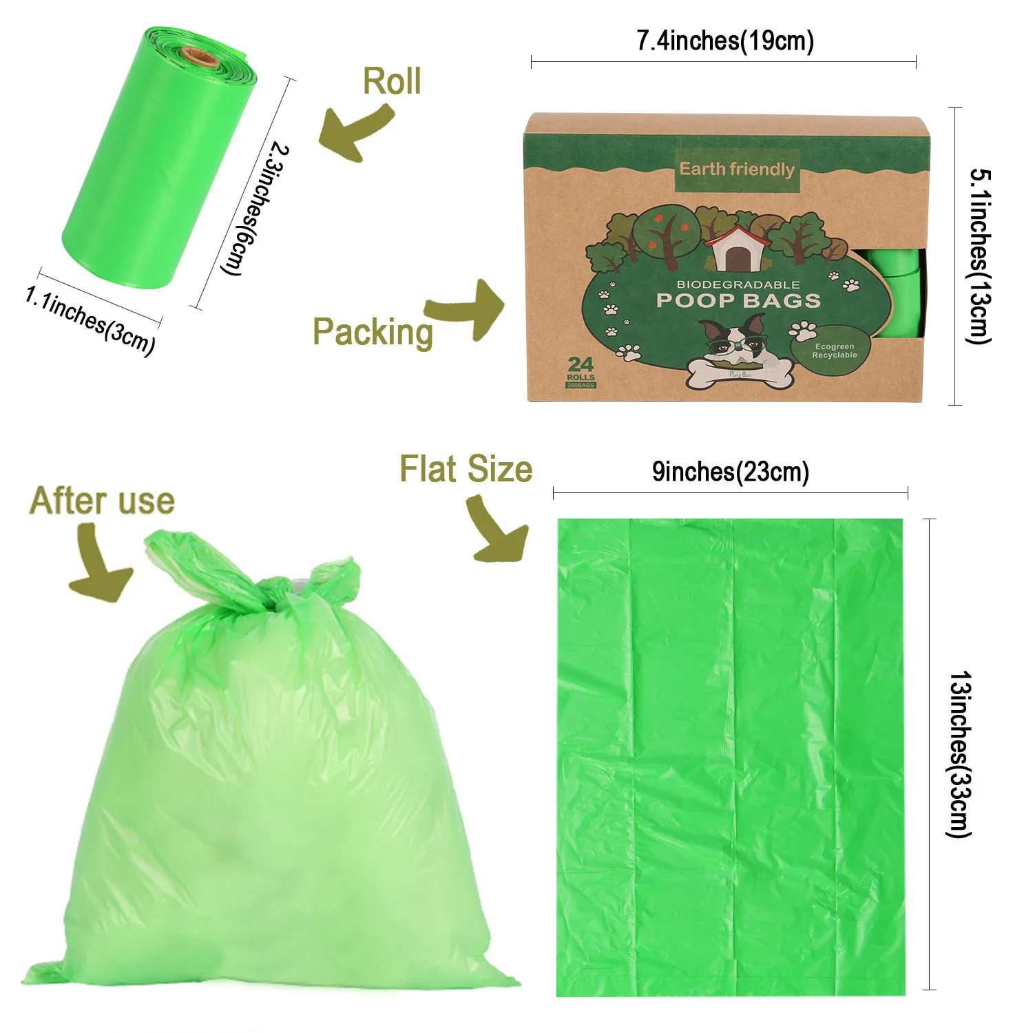 Pet poop bag custom packaging  eco-friendly plastic garbage bag dog poop pick up bag