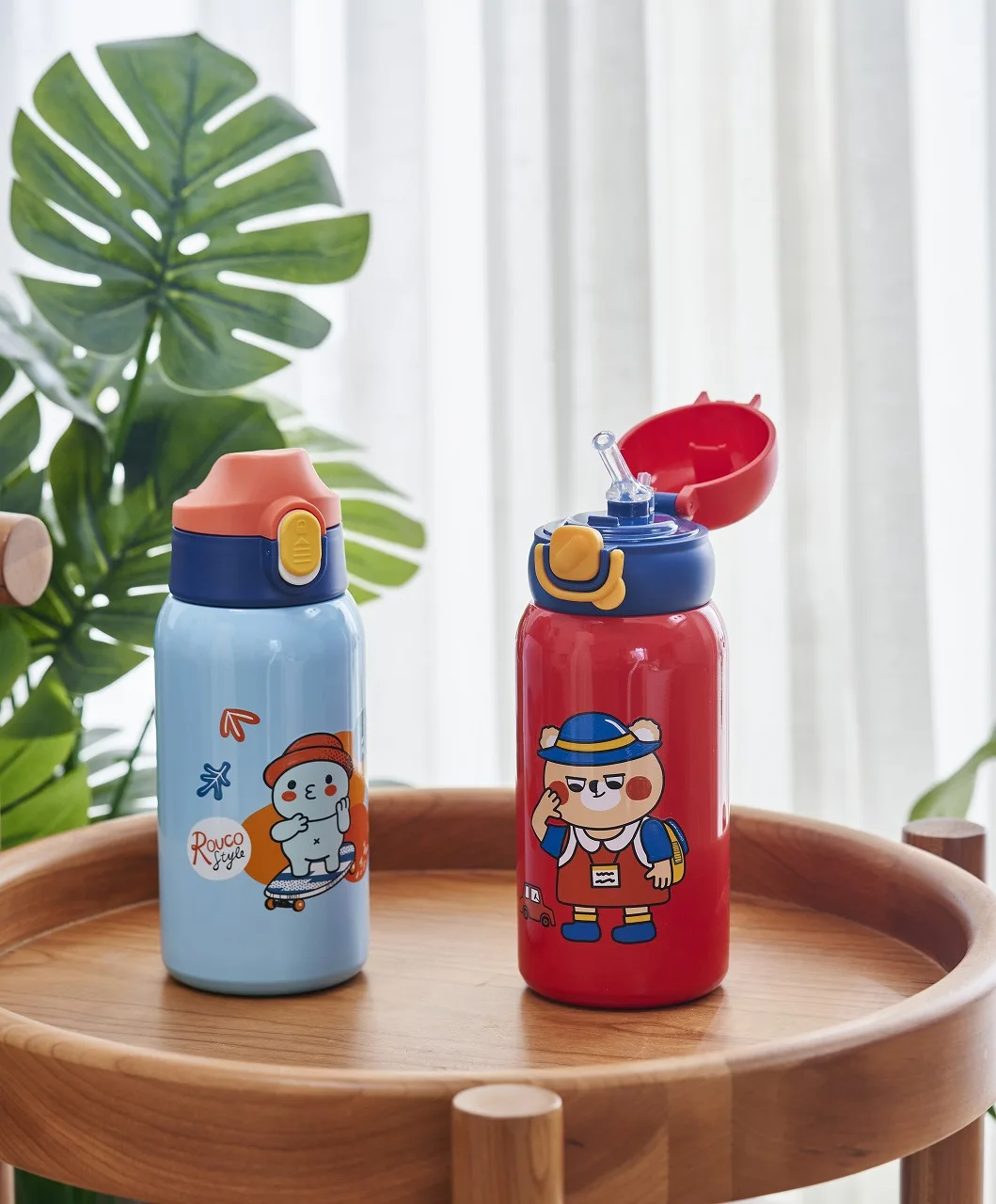 RK-B4007 Portable Thermos Vacuum Cup Cartoon Children Smart Water Bottle Stainless Steel Kids With