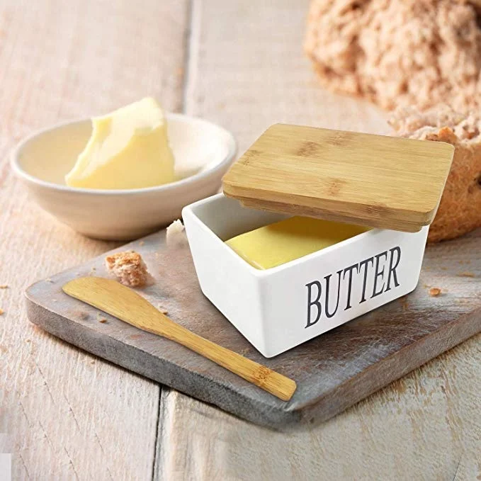Airtight Porcelain Container Butter Dish Holds Up to 2 Sticks of butter