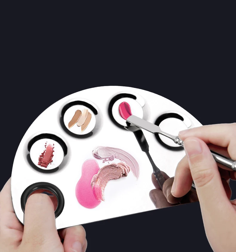 
Private Label Stainless Steel Cosmetic Tools Metal Color Painting Makeup Mixing Palette 
