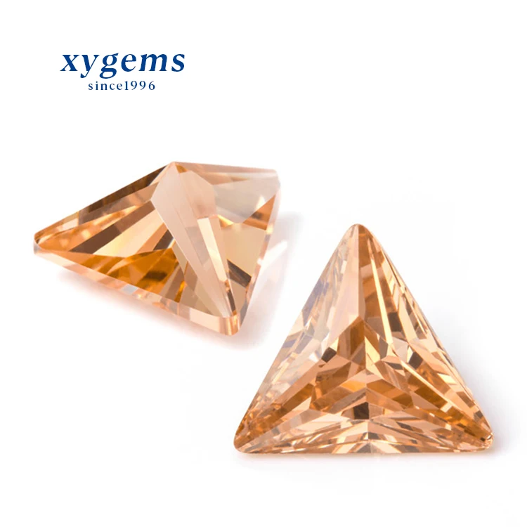 Loose synthetic cubic zirconia european machine cut triangle 3x3mm champagne gemstones for sale