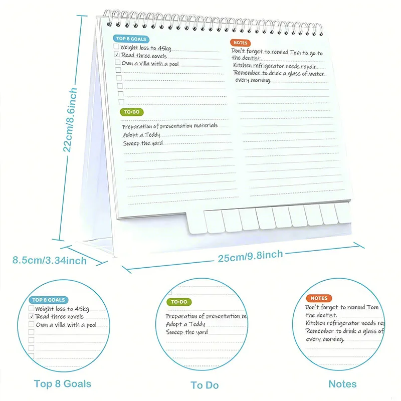 2025 The Factory Wholesales Custom  Foldable Desk Calendar Table Calendar Desktop Notebook Monthly  Weekly Planner Coil Calendar