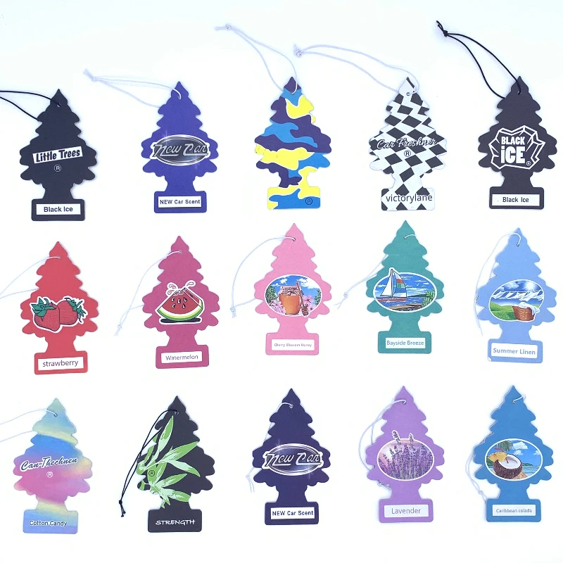 Hanging in Front of the Glass Wood/Black Etc. Paper Little Trees Logo 10*10cm / 7*12cmCustom Car Air Freshener