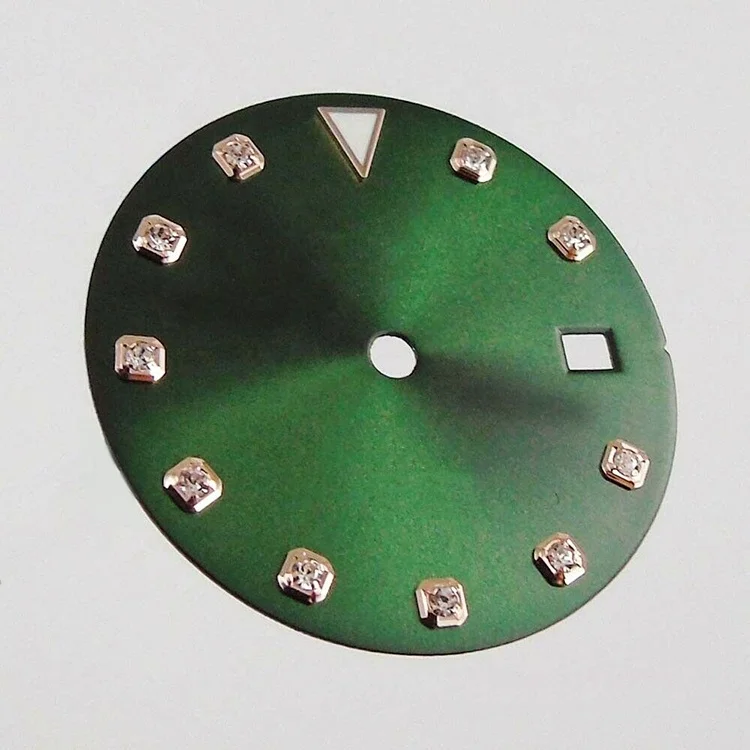 28mm-34mm watch dial with shiny stone custom color sun ray brush finished fit for Asian 2813 SW200 ETA2824 automatic movement