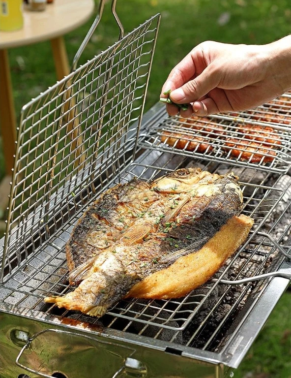 Manufacturer direct sale backyard party portable net cloth barbecue fish clip