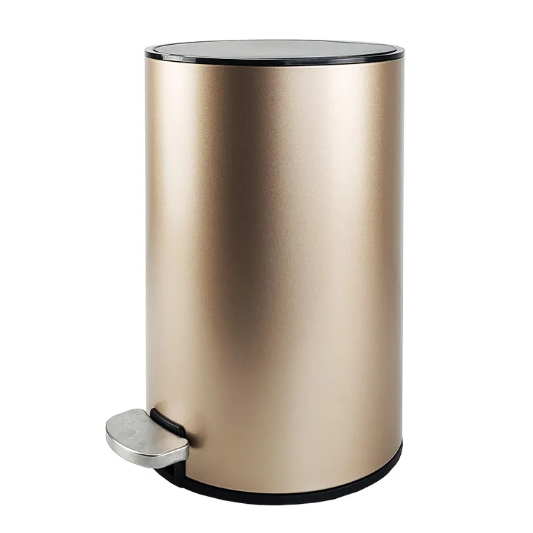BX hot selling gold luxury garbage bin with plastic inner bucket bathroom trash dust bin with lid for kitchen