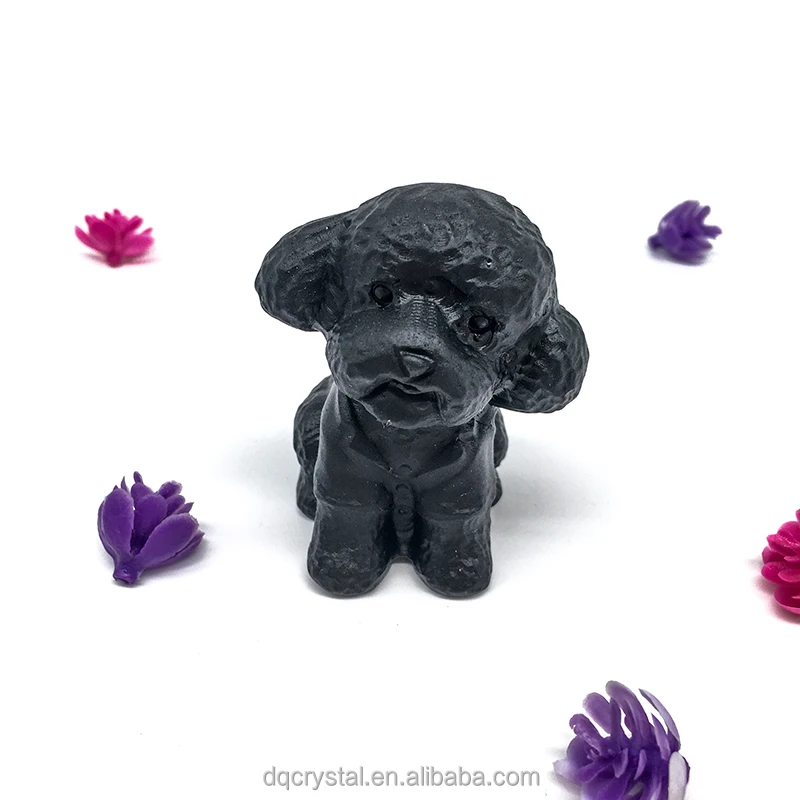 Wholesale High quality Crystal Carving 6cm size teddy dogs natural crystal craft obsidian bulldog animal for decoration