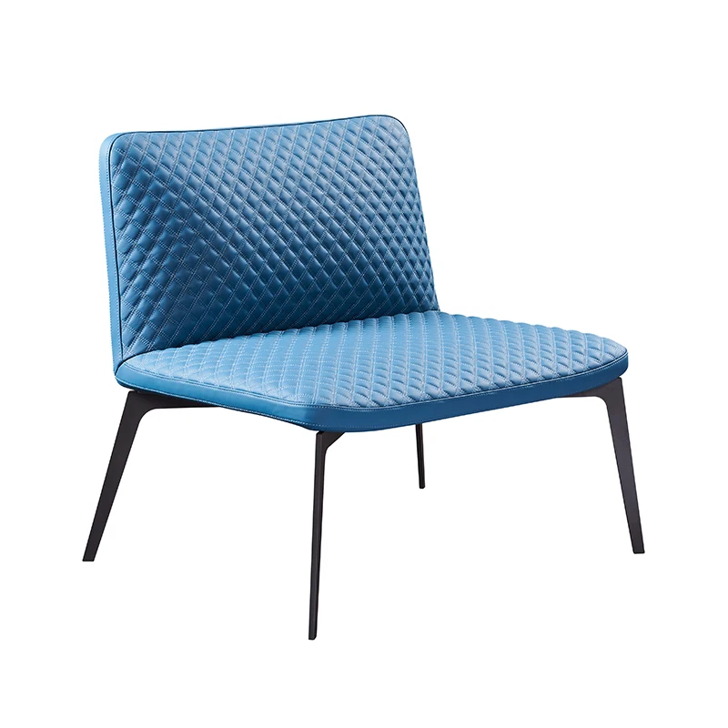 Luxury European Modern Design Leather Fabric Single Chaise Lounge Leisure Living Room Chairs With Metal Legs