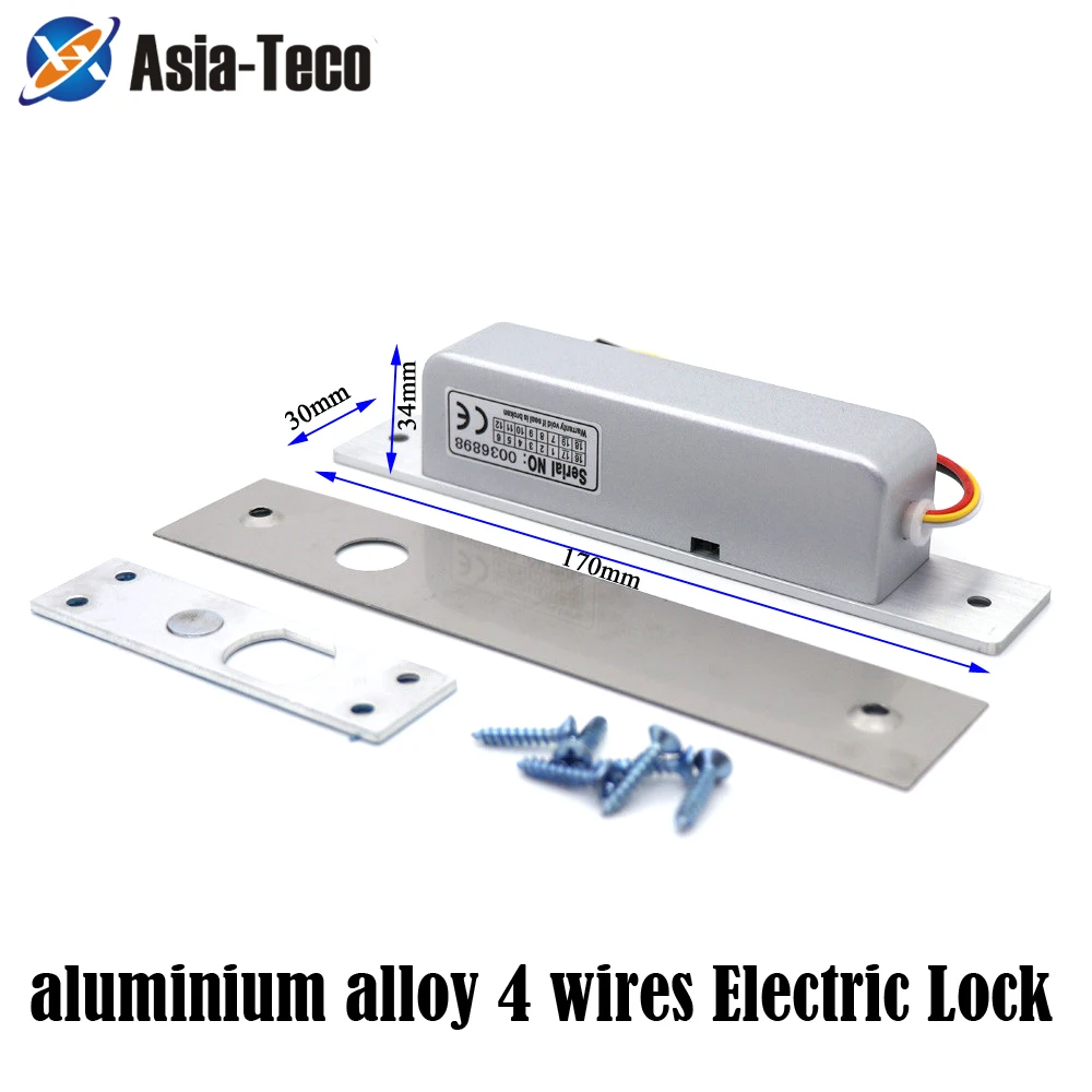 Mini Electric Bolt Lock Access Control System Electric Mortise Four-wire Low Temperature/Time Delay Glass Door DC 12V NC