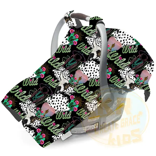 Western Fashion Custom Print Cow Cactus Sunflower Flower Cowboy Infant Baby Cradle Bubble Quilt Blankets