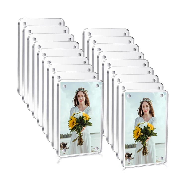 2.36 x 3.54 Inch Acrylic Fridge Magnetic Frame Acrylic Photo Picture Frames Double Sided Photo Refrigerator Magnet Picture Frame