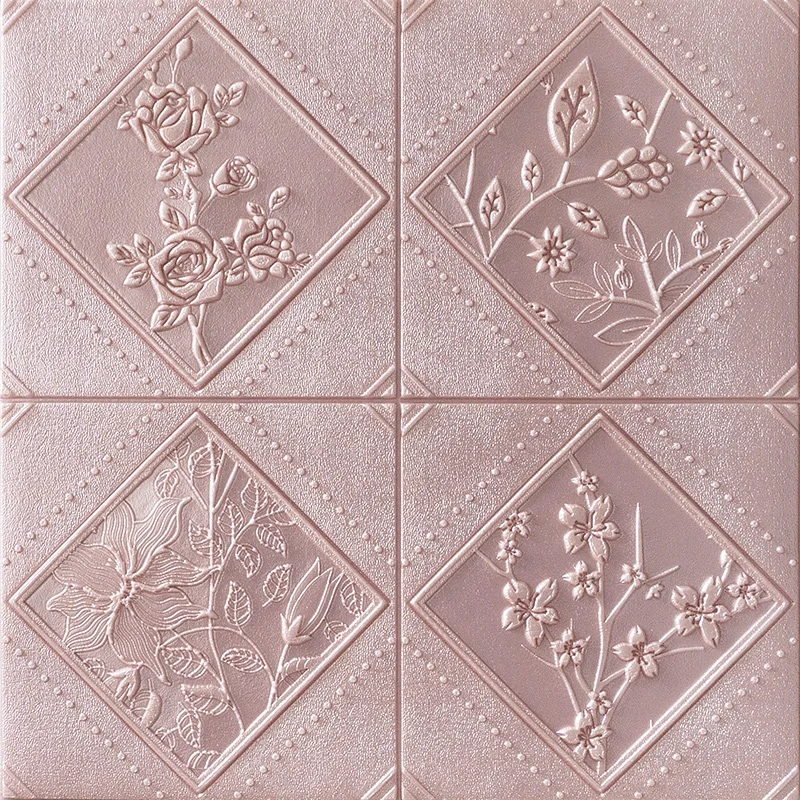 Home decor 3d pe foam wall sticker brick design backed vinyl wallpaper Season flower