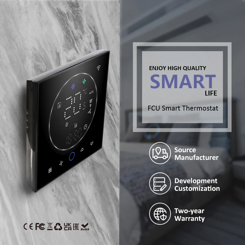 Beca BAC-008 Wifi Thermostat HVAC System Temperature Controller with LCD Touch Screen Lora Air-Conditioner Thermostat Wholesale