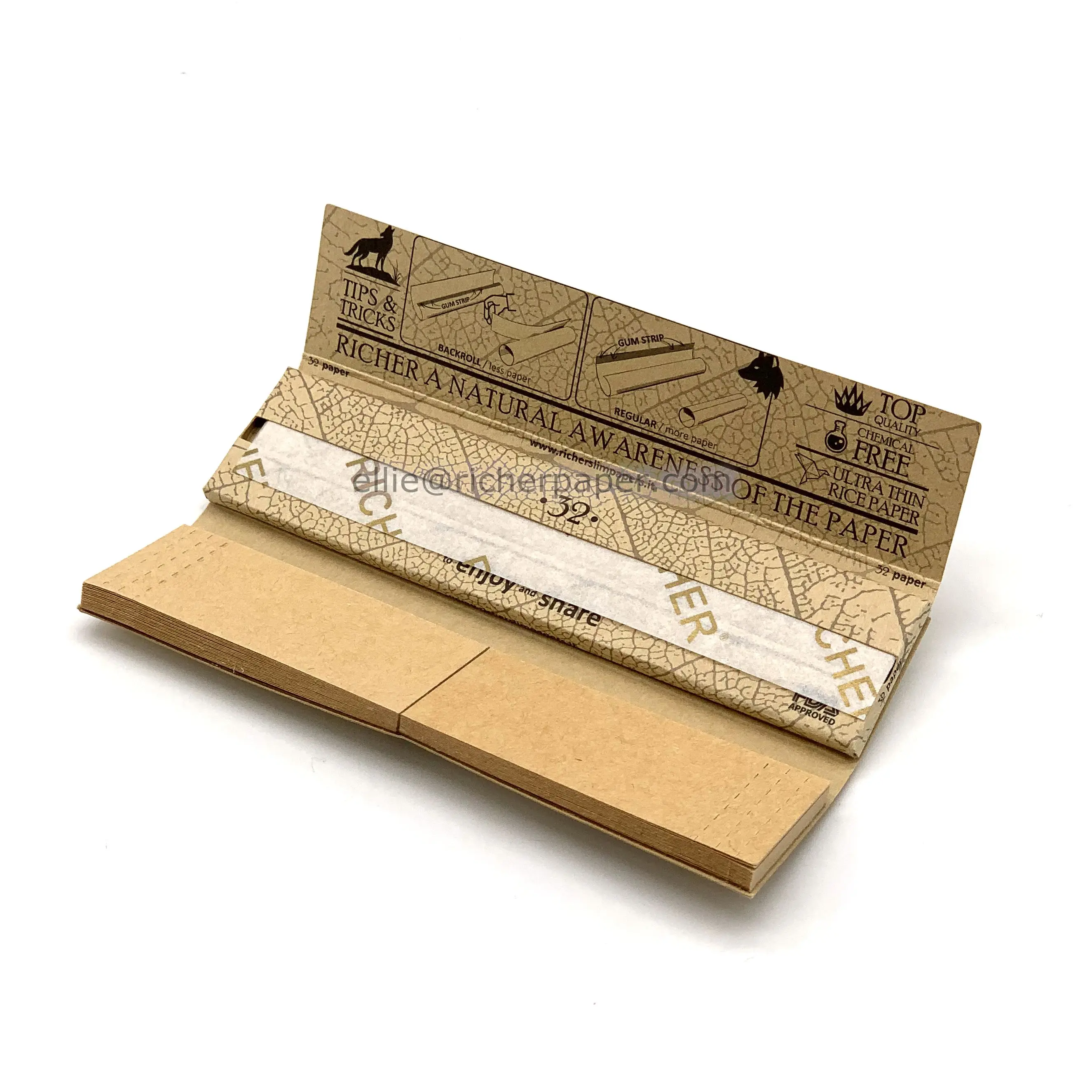 Custom premium smoking rolling paper filter packs