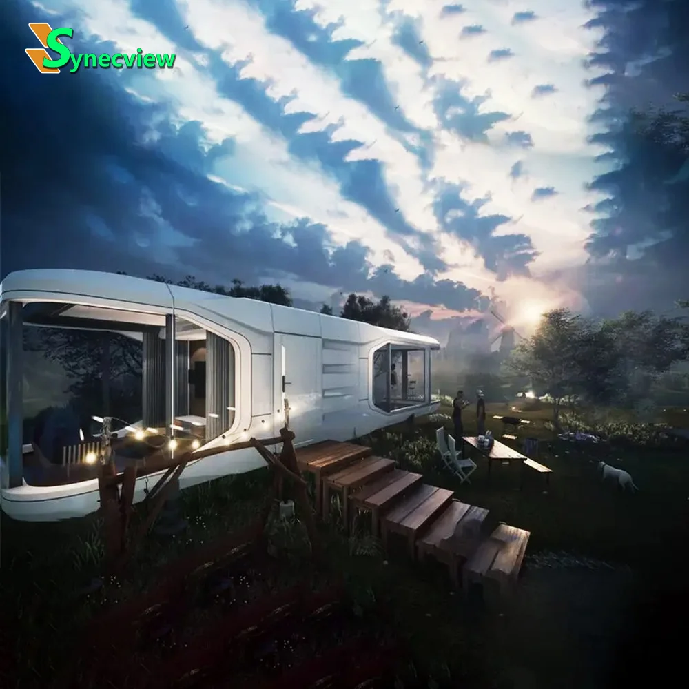 Synecview Prefab House Space Capsule Bed Cabin Hotel Container Mobile Tiny House Luxury Outdoor Office Prefabricated House Villa