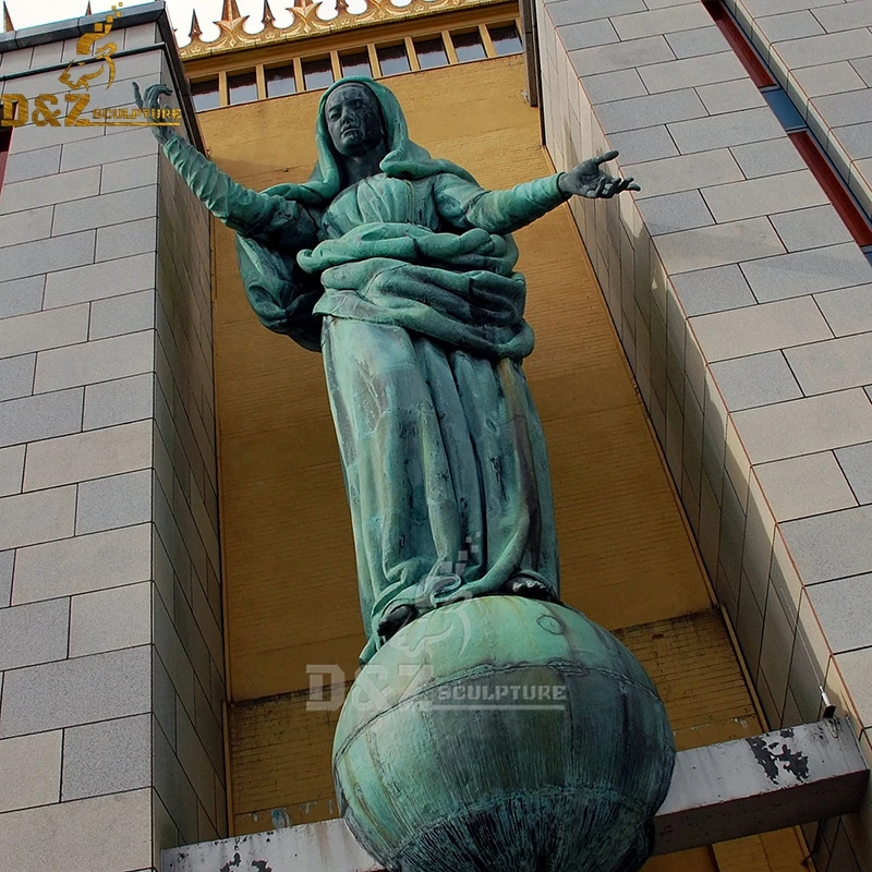 Large Size Outdoor Decor Catholic Church Metal Cast Brass Bronze Mother Virgin Mary Statue