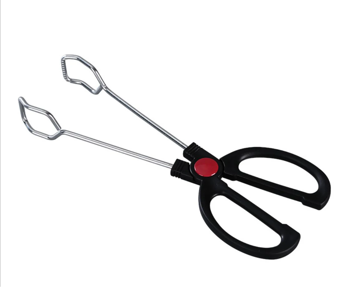 Plastic Handle Charcoal Clip Stainless Steel BBQ Clamp Barbecue Tool Supplies Bread Food  Barbecue Tongs Scissor  Tong