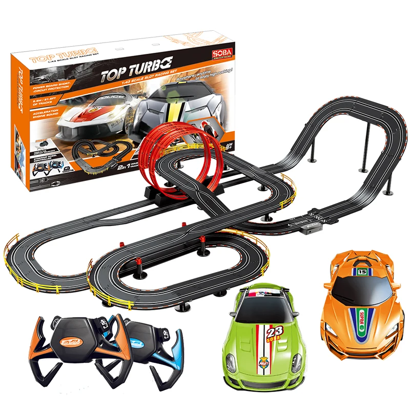 1/43 Scale slot racing set high speed slot car race track set boy kids toy