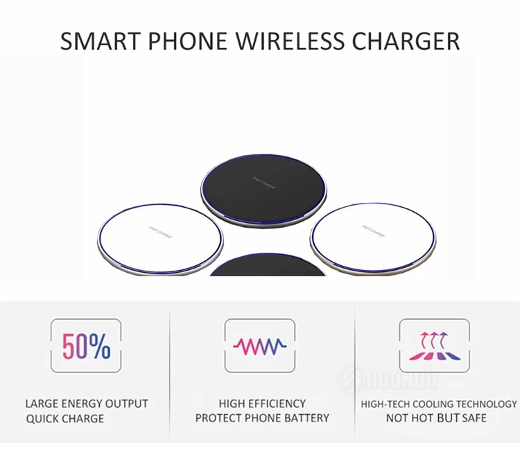 15W Acrylic Fast Wireless Charger Qi Quick Charging Pad for Android Mobile Phones iPhone Samsung Huawei