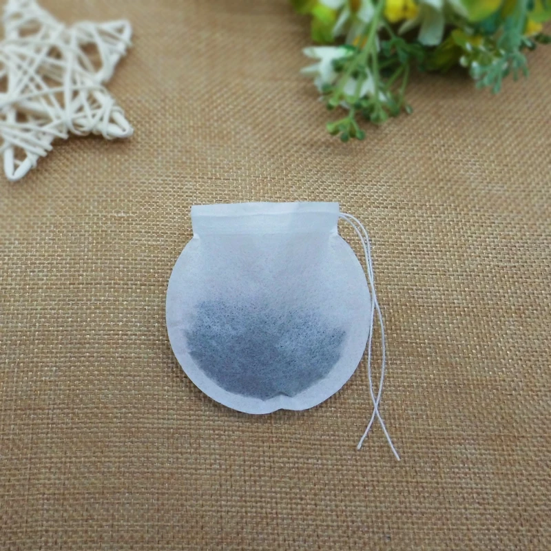 Heat Seal 75mm 3-10g Round Paper Tea Bag Filter Empty Paper Tea Bag With String