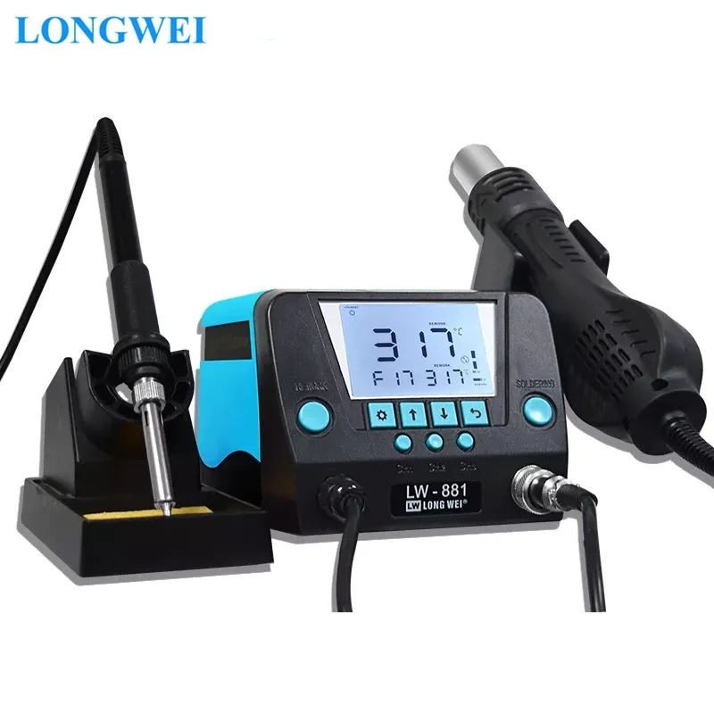 LW-881 Soldering Station Longwei Hot Gun Phone Repair SMD Solder Tool Iron 650W Hot Air Soldering Tools Rework Soldering Station