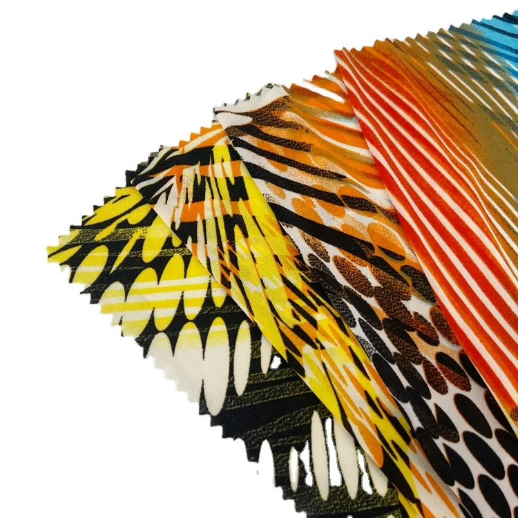 
75D DTY 140Gsm Knitting Polyester Microfiber Printed Lycra Fabric Malaysia For Casual Dress 