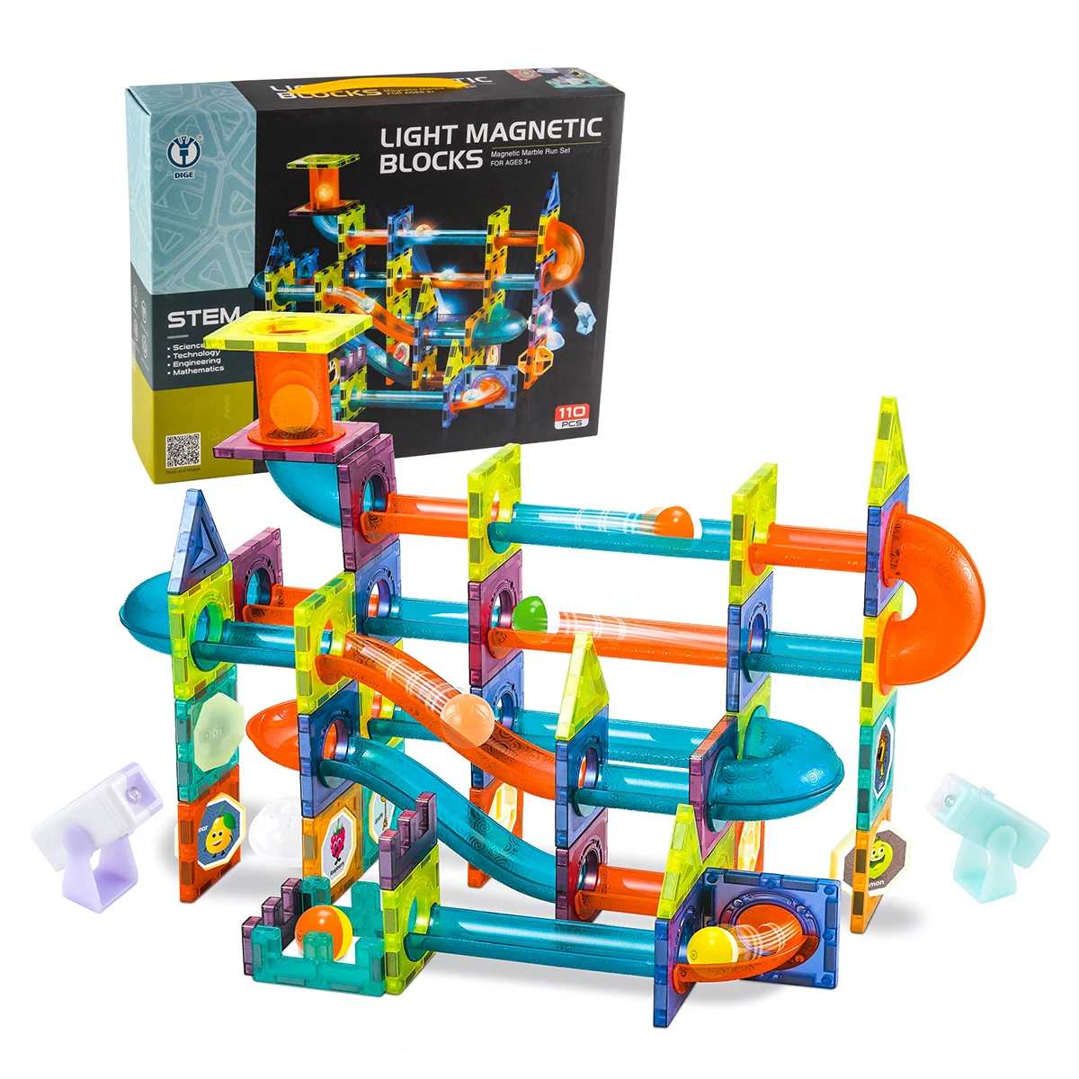 Preschool Assemble Toys Magnetic Blocks 3d Building Magnetic Building Toy Marble Run light Building Blocks