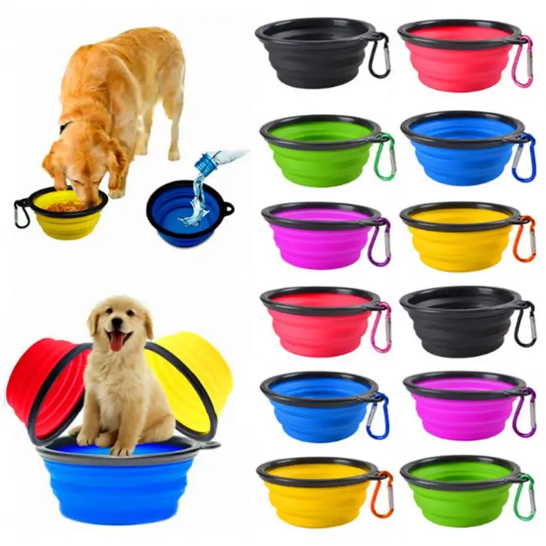 Wholesale collapsible dog bowl with non slip silicone mat foldable silicone puppy doogie dog bowl ceramic bowl pet