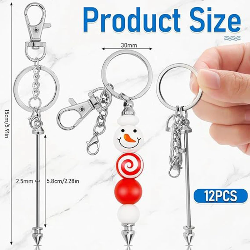 Fashion Metal DIY Blank Key chain Bar Handmade Beads Key accessories Crafting Jewelry Accessories Promotion Bead Key chain
