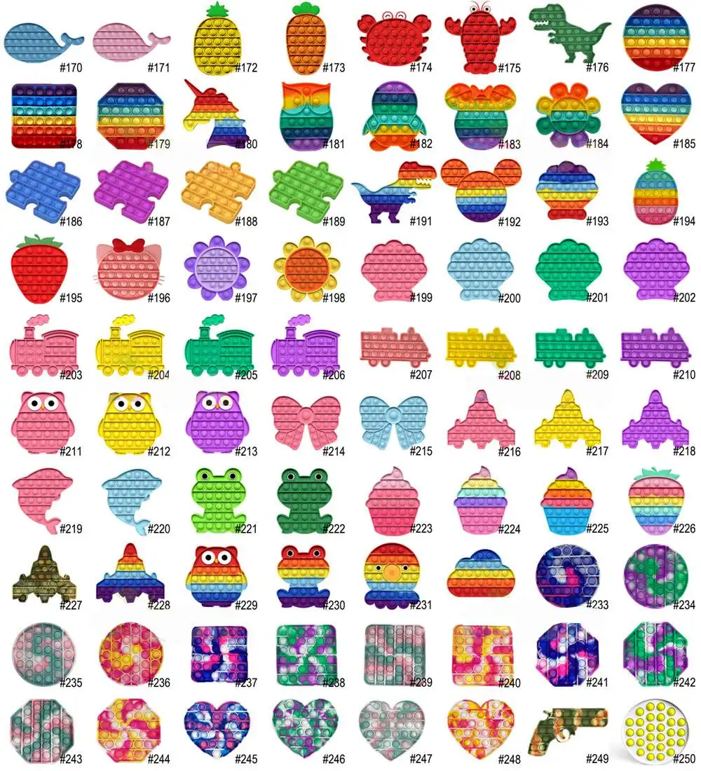 High Quality Silicone Assorted Designs Custom Push Bubble Sensory Fidget Simple its Fidget Toys Set