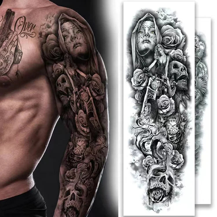 High quality large full arm temporary waterproof intimate tattoo sticker for men women