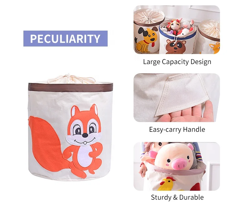 Direct Sales Multifunctional Design High QualityCustom Pattern Color Cute Design Child Toy Home Storage Buckests