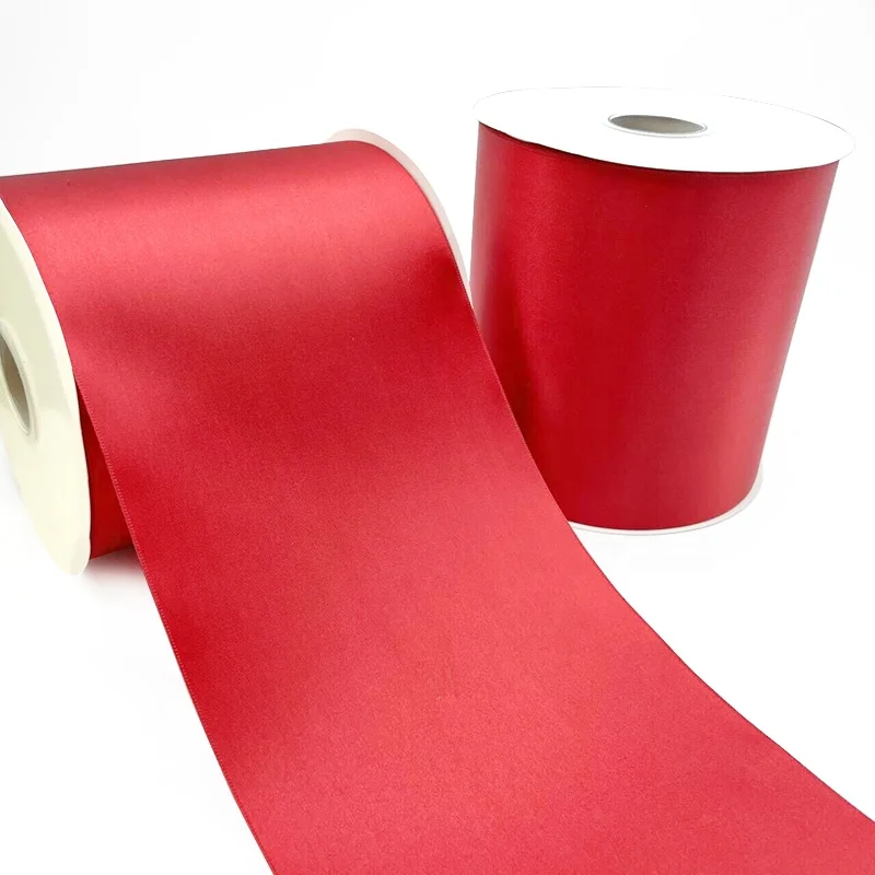 E-Magic Wholesale 4 Inch Solid Color Embossed Edge Satin Ribbon Single Face Polyester Ribbon For Gift Decoration