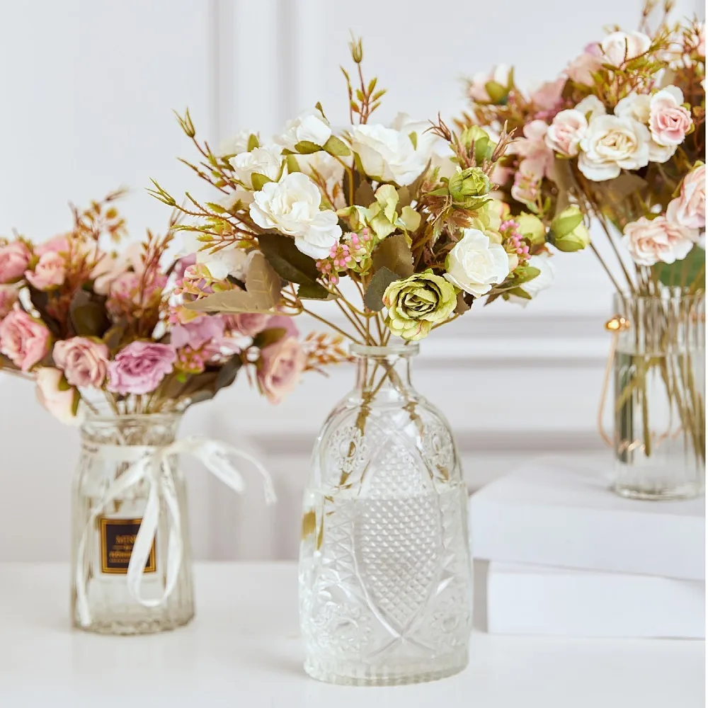 Partycool Multiple Festival Colorful Silk Large Head Wholesale Bouquet Artificial Flower Peony Rose  For Wedding Home Decoration