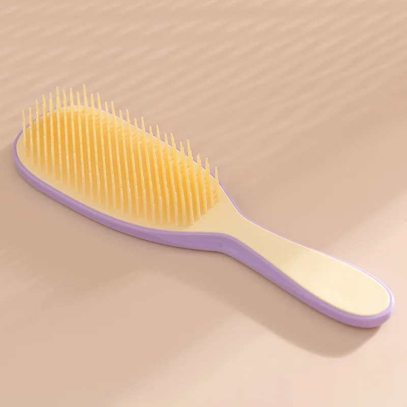 Wholesale Custom Logo Square Yellow Purple Massage Hair Comb Detangler Brush Comb For Women