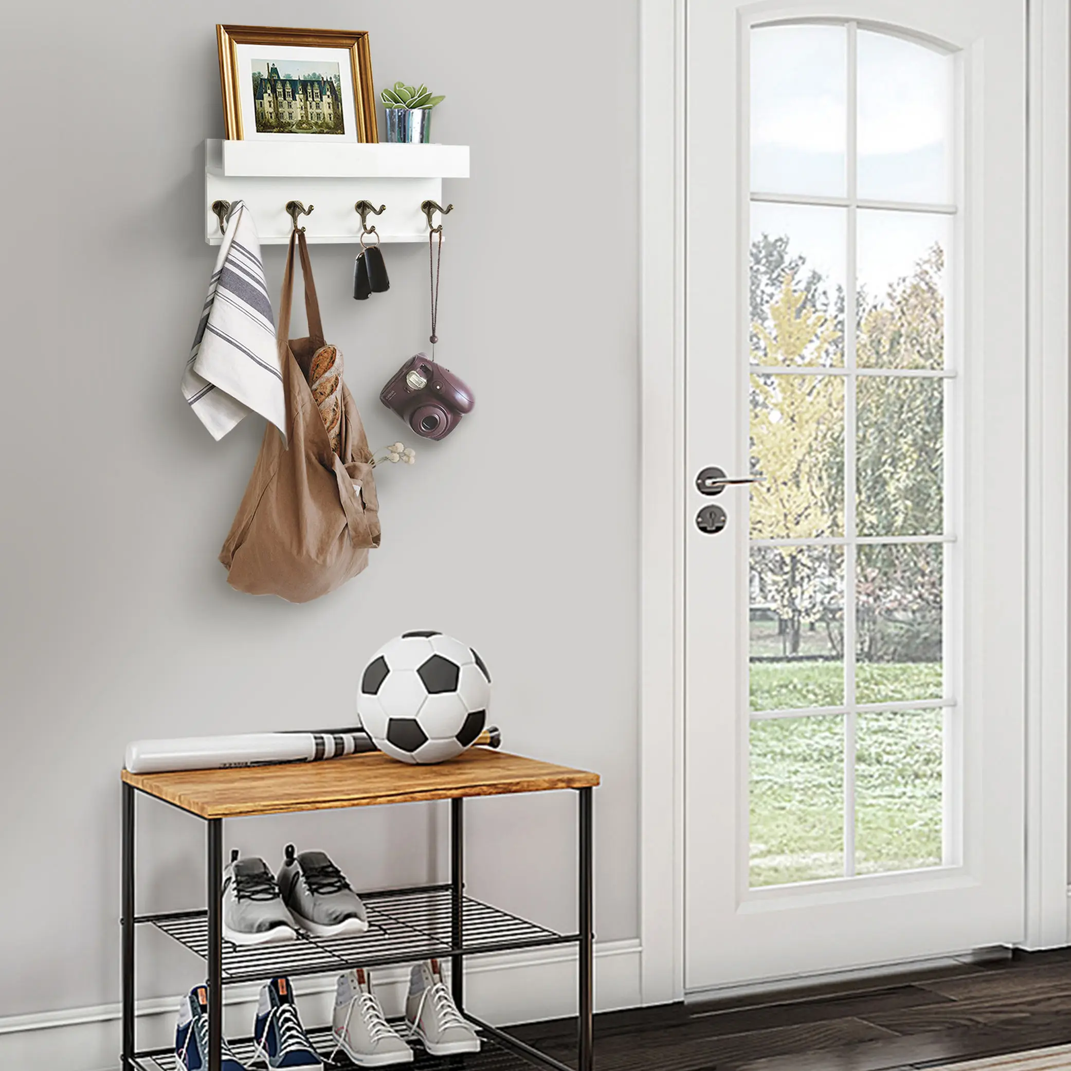 Big Discount Hanging Storage Furniture Metal Wooden Wall Shelves Wall Hanging Shelf With Hook