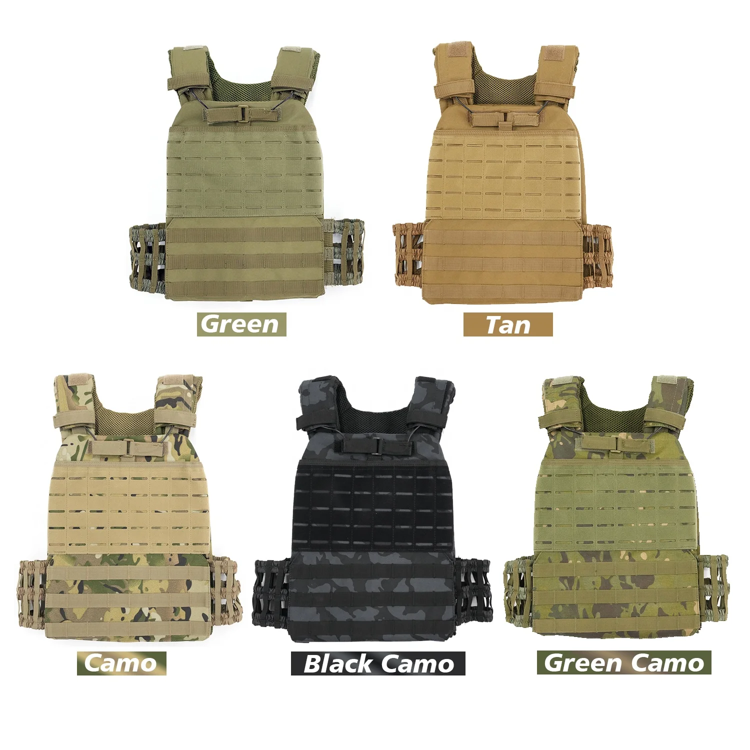 Green Camo Adjustable Running Fitness Workout Tactical  Weight Vest for men  Gym Unisex Training Body Building Plate Carrier