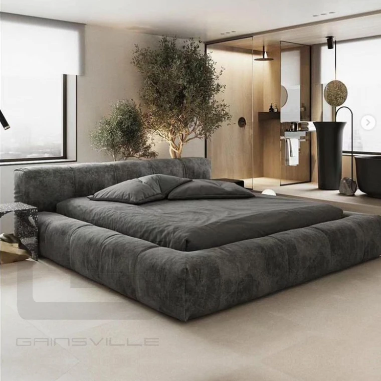 Минималистская мебель в скандинавском стиле, итальянская тканевая кровать размера «King-Size» 1,8 м, двуспальная Роскошная современная кровать