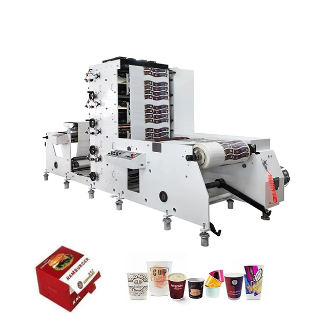 4 5 6 color High quality coffee paper cup fan paper cup die cutting machine and flexo printing machine