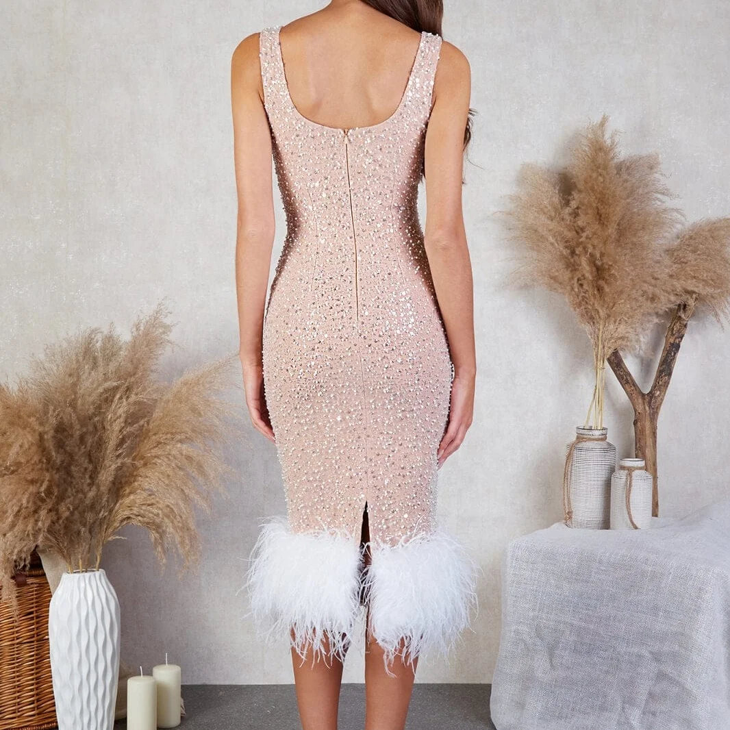 Перо прием свадебного торжества из бисера с жемчужной сеткой женские страусиное перо со стразами Вечерние платья