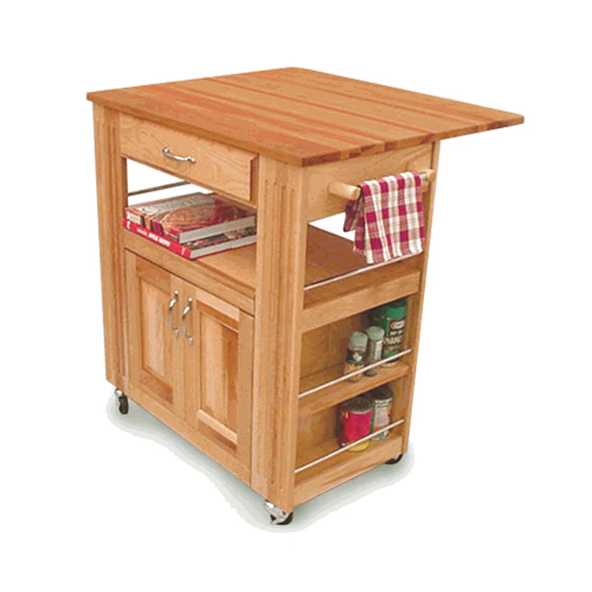 French Modern Portable Kitchen Small Cabinet Island Table With Storage And Rack